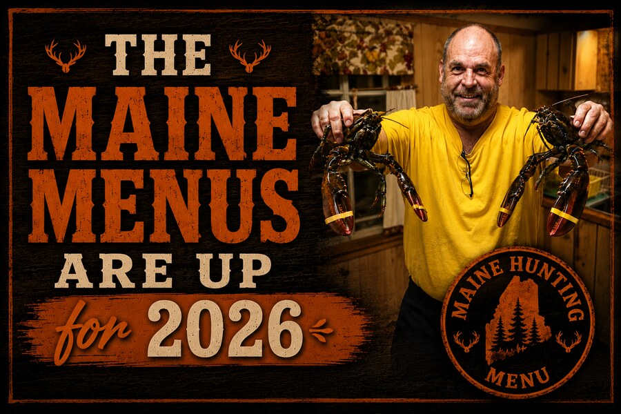 The Maine Menus Are Up for 2026 — Pat holding fresh-caught Maine lobsters