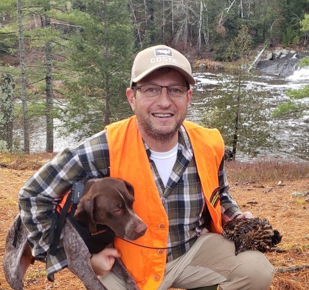 George and River after a morning in the grouse woods, 2020